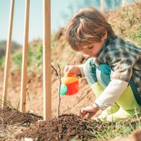 Child farmer planting