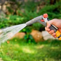 Watering garden with hose