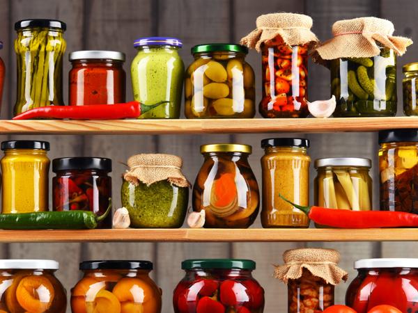 Pickled vegetables in jars