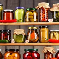 Pickled vegetables in jars